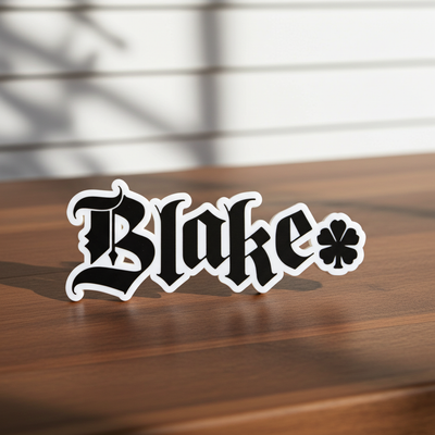 Custom Black Clover nameplate sign with a personalised name, made from durable PLA