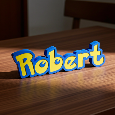Custom Pokémon nameplate sign with a personalised name, made from durable PLA
