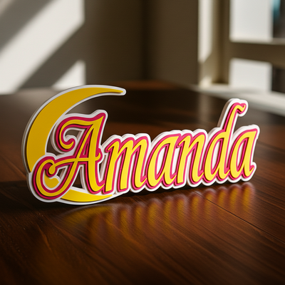 Custom Sailor Moon nameplate sign with a personalised name, made from durable PLA