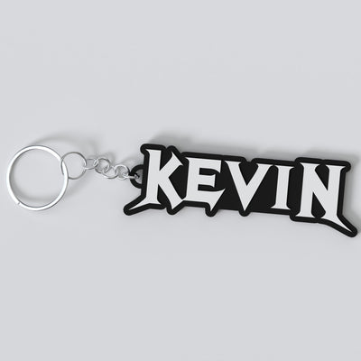 Custom Megadeth keychain with a personalised name in the band's logo lettering, made from durable PLA