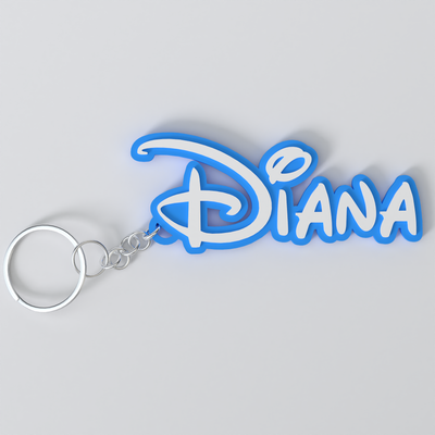 Custom Disney-inspired keychain with a personalised name, made from durable PLA