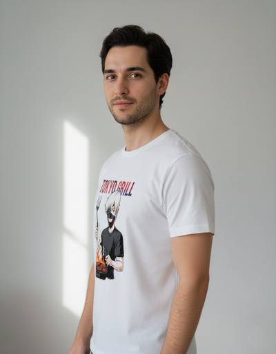 Tokyo Ghoul “Tokyo Grill” parody graphic t-shirt in 100% cotton