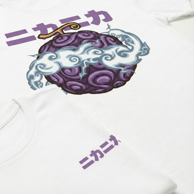 One Piece Gomu Gomu no Mi Devil Fruit graphic t-shirt in 100% cotton