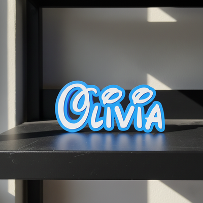 Custom Disney-inspired nameplate sign with a personalised name, made from durable PLA
