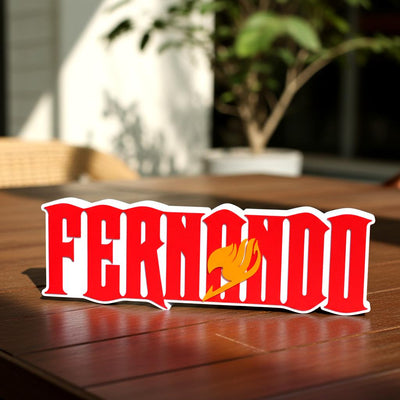 Custom Fairy Tail nameplate sign with a personalised name, made from durable PLA