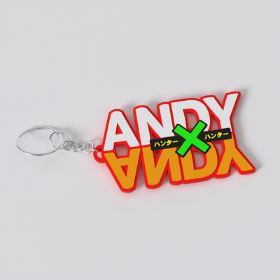 Custom Hunter x Hunter keychain with a personalised name in the series' lettering, made from durable PLA