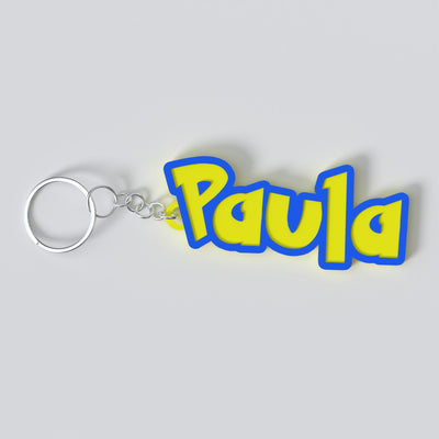 Custom Pokémon keychain with a personalised name in the series' lettering, made from durable PLA