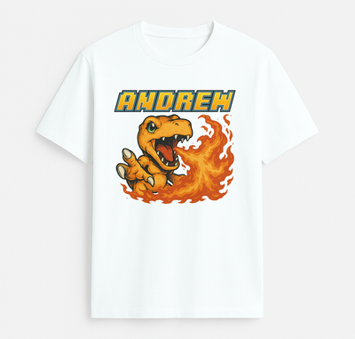 Custom Digimon t-shirt with a personalised name in the series' lettering