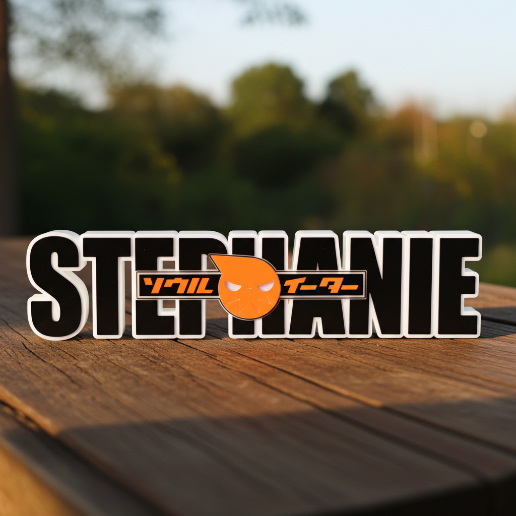 Custom Soul Eater logo that reads "STEPHANIE"