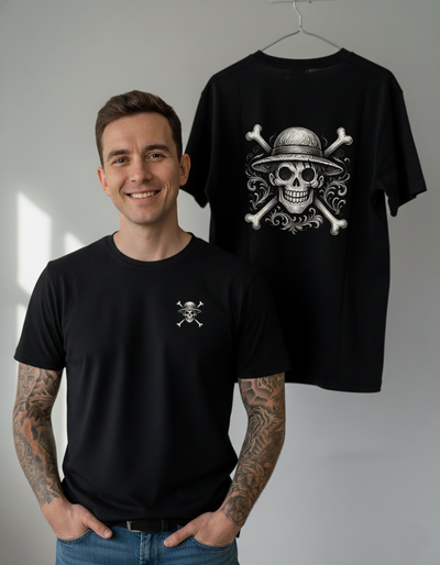 Black and White Luffy Jolly Roger T-Shirt