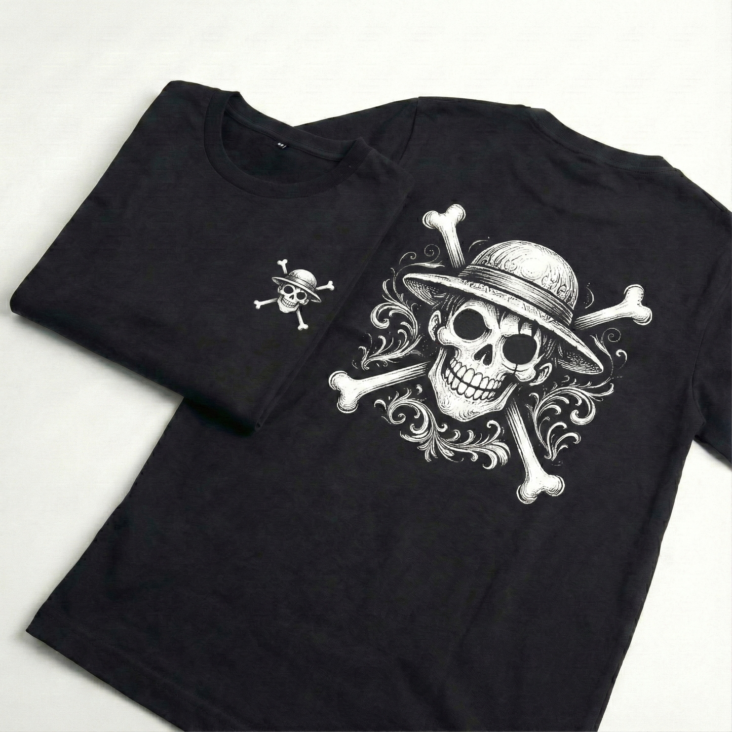 Black and White Luffy Jolly Roger T-Shirt