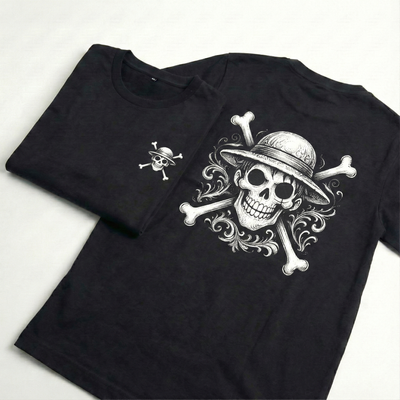 Black and White Luffy Jolly Roger T-Shirt