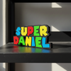 Custom Super Mario Nameplate Sign – Personalized Stand Decor