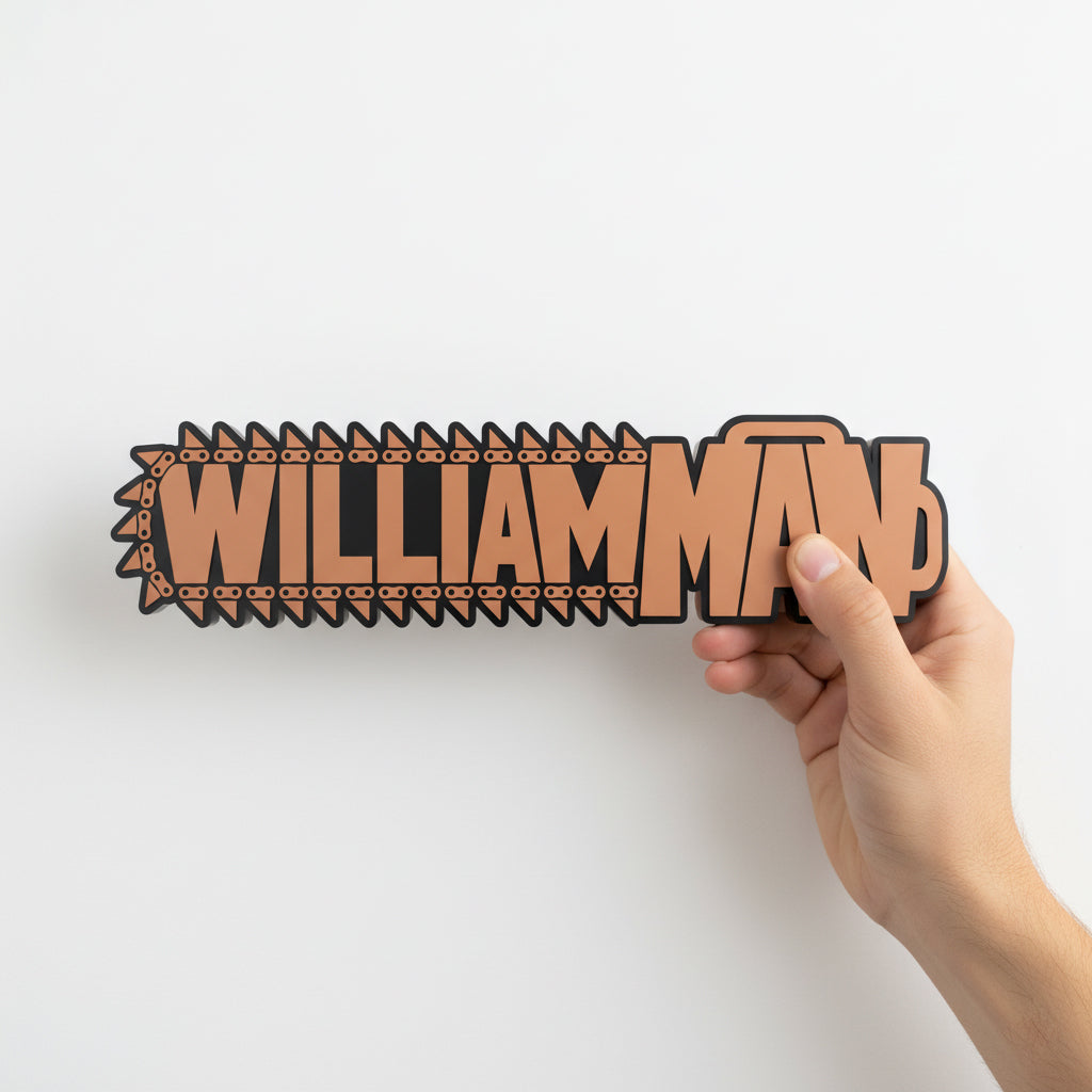 Custom Chainsaw Man Nameplate Sign – Personalized Stand Decor
